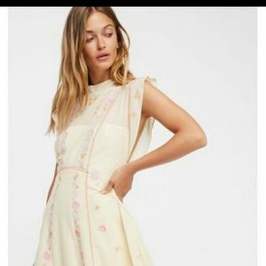 Free people embroidered dress in beige